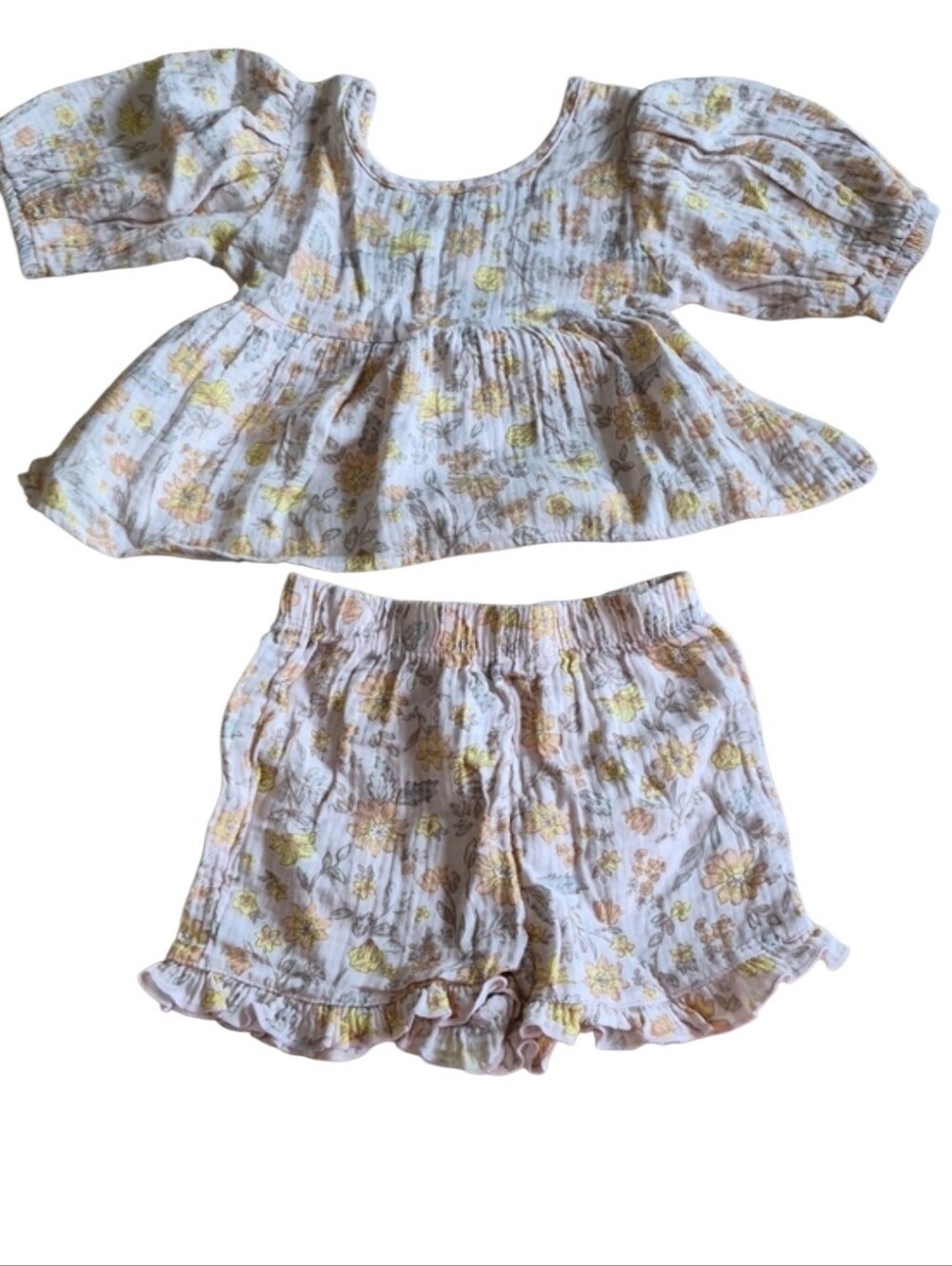 New With Tags Modern Moments by Gerber 2 Piece Floral Gauze Top & Ruffle Shorts